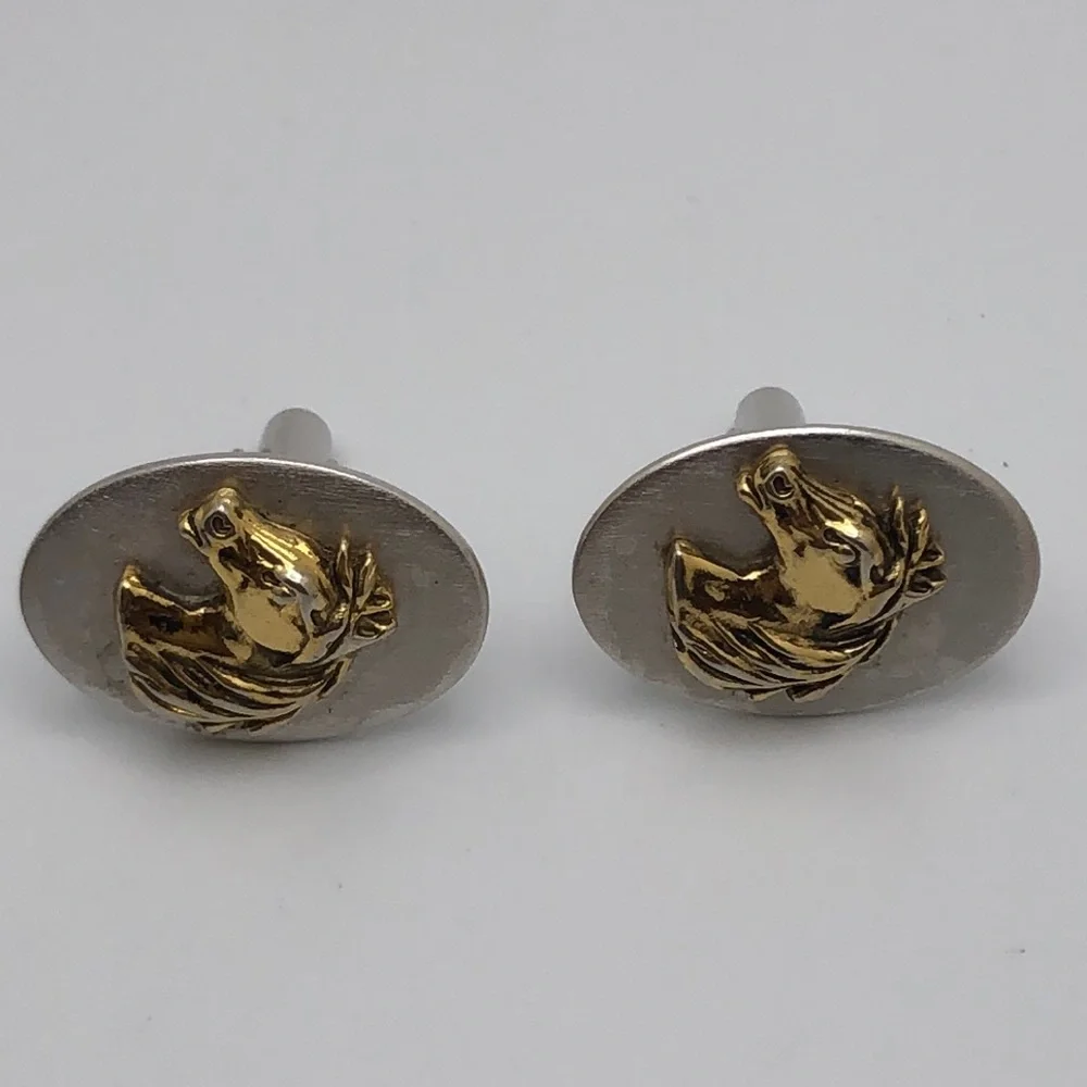 VTG Equestrian Cuff Links Silver Gold Stylish